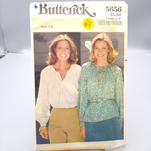 Butterick Other - Vintage Sewing PATTERN Butterick 5656, Womens 1977 Blouse, Size 14